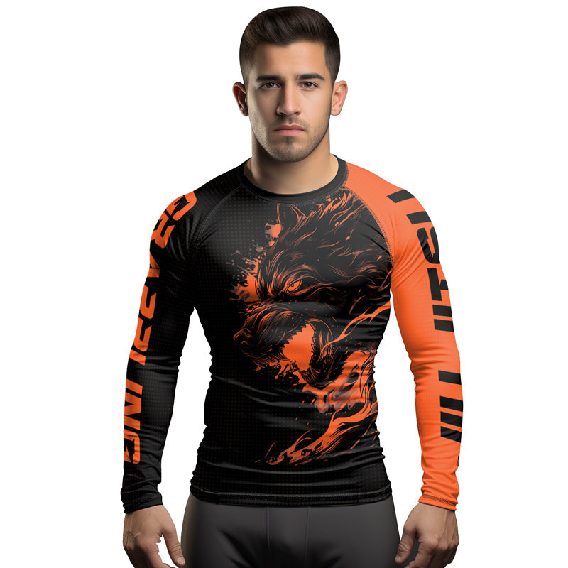 Rashninja Snarling Wolf Men's Long Sleeve Rash Guard