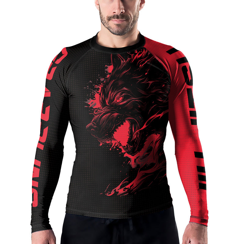 Rashninja Snarling Wolf Men's Long Sleeve Rash Guard