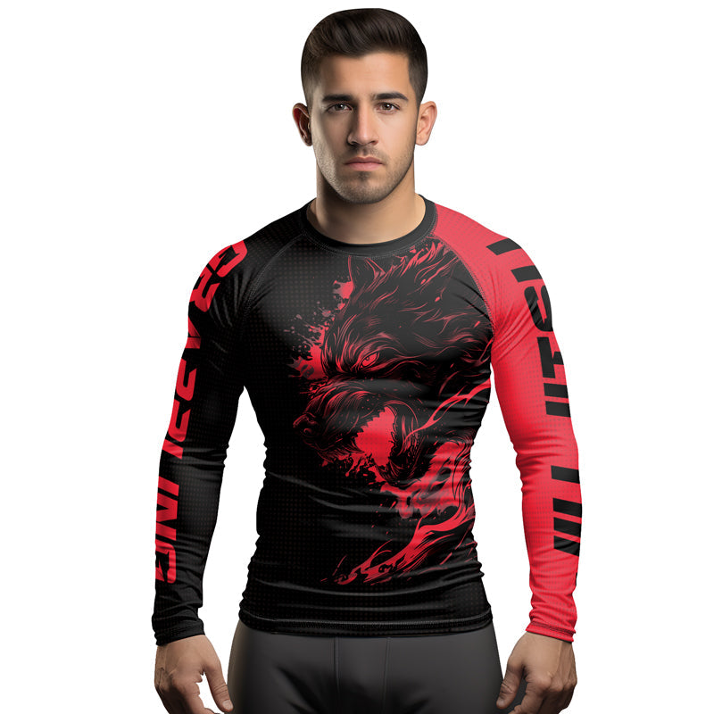 Rashninja Snarling Wolf Men's Long Sleeve Rash Guard