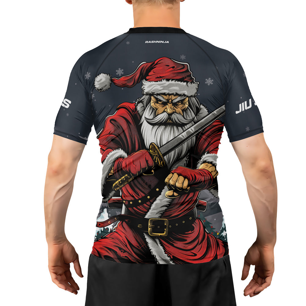 Rashninja Christmas Katana Santa Men's Short Sleeve Rash Guard