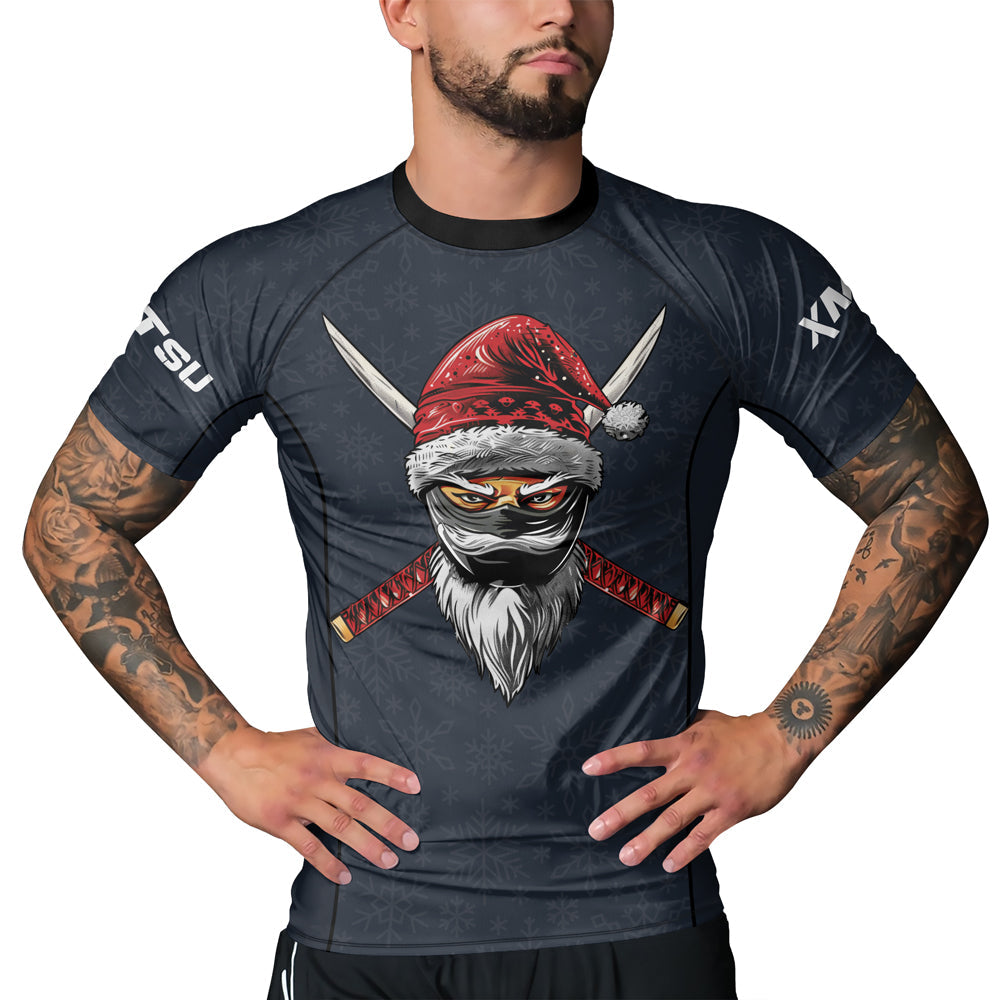 Rashninja Christmas Ninja XMAS Men's Short Sleeve Rash Guard