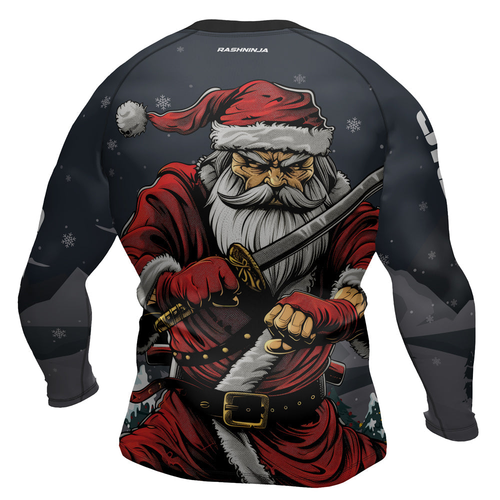 Rashninja Christmas Katana Santa Men's Long Sleeve Rash Guard