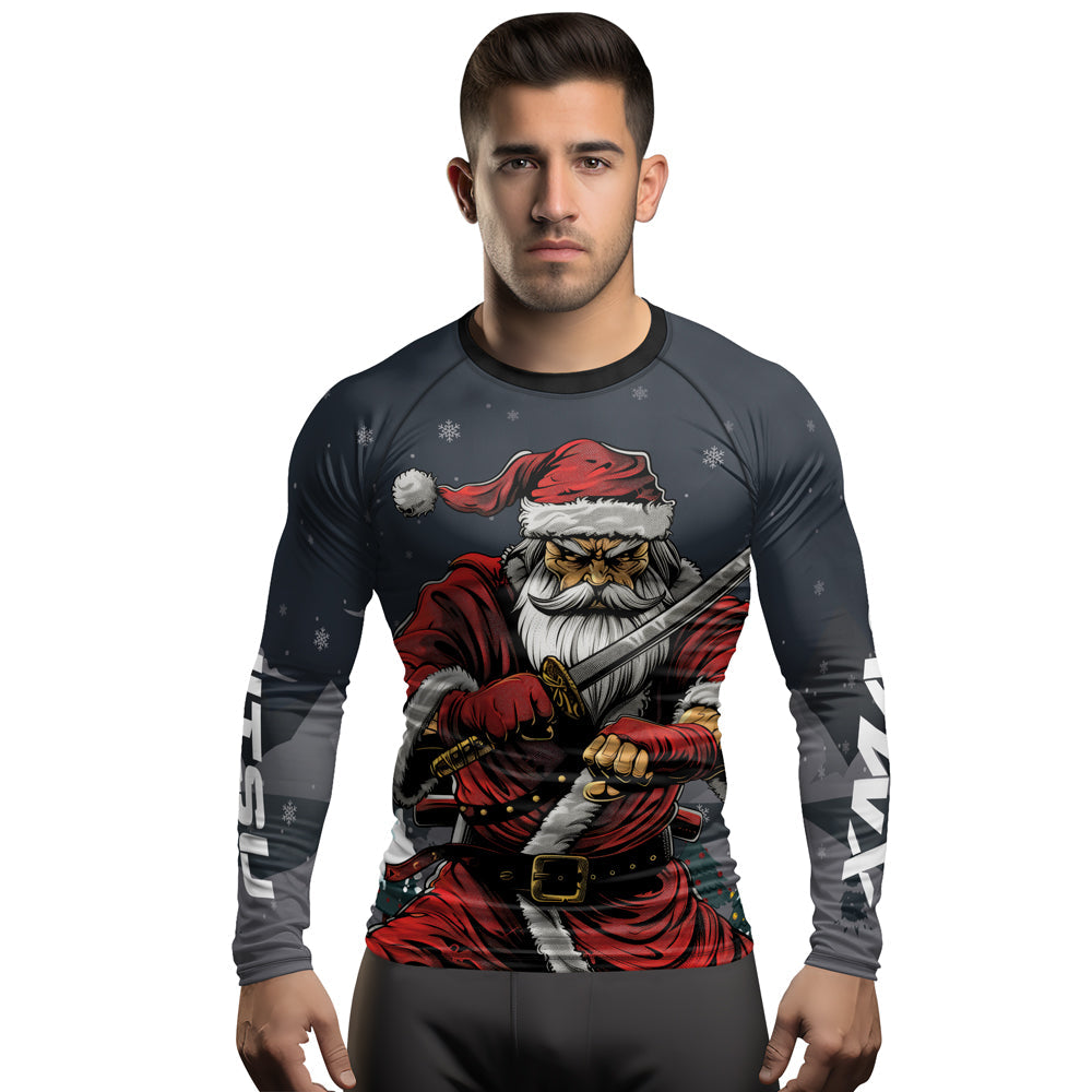 Rashninja Christmas Katana Santa Men's Long Sleeve Rash Guard