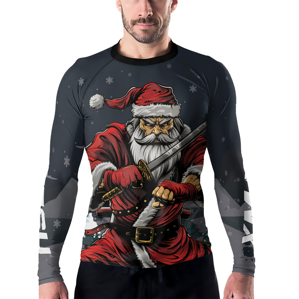Rashninja Christmas Katana Santa Men's Long Sleeve Rash Guard