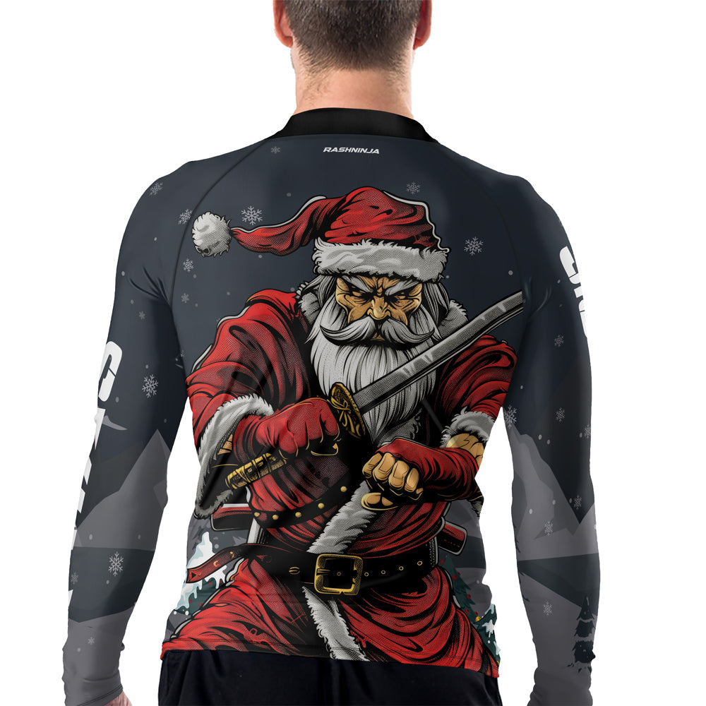 Rashninja Christmas Katana Santa Men's Long Sleeve Rash Guard
