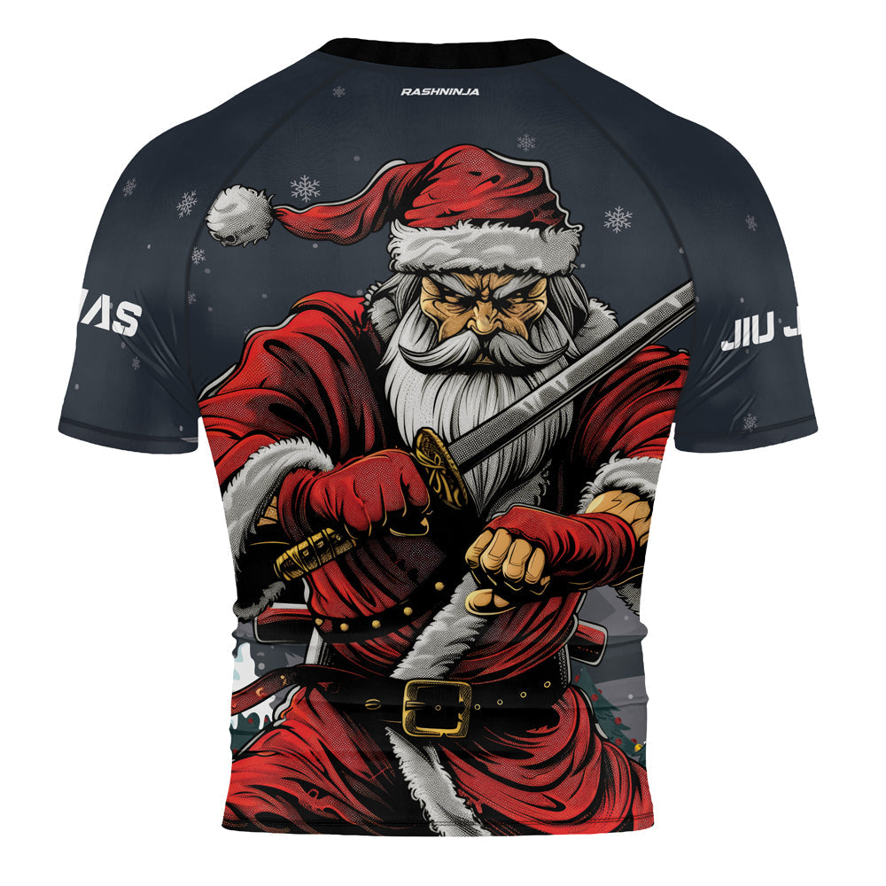 Rashninja Christmas Katana Santa Men's Short Sleeve Rash Guard