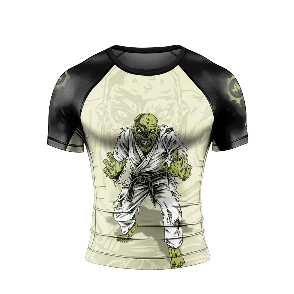 Zombie Knew Jiu Jitsu Men's Short Sleeve Rash Guard