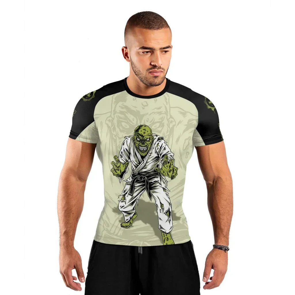 Zombie Knew Jiu Jitsu Men's Short Sleeve Rash Guard