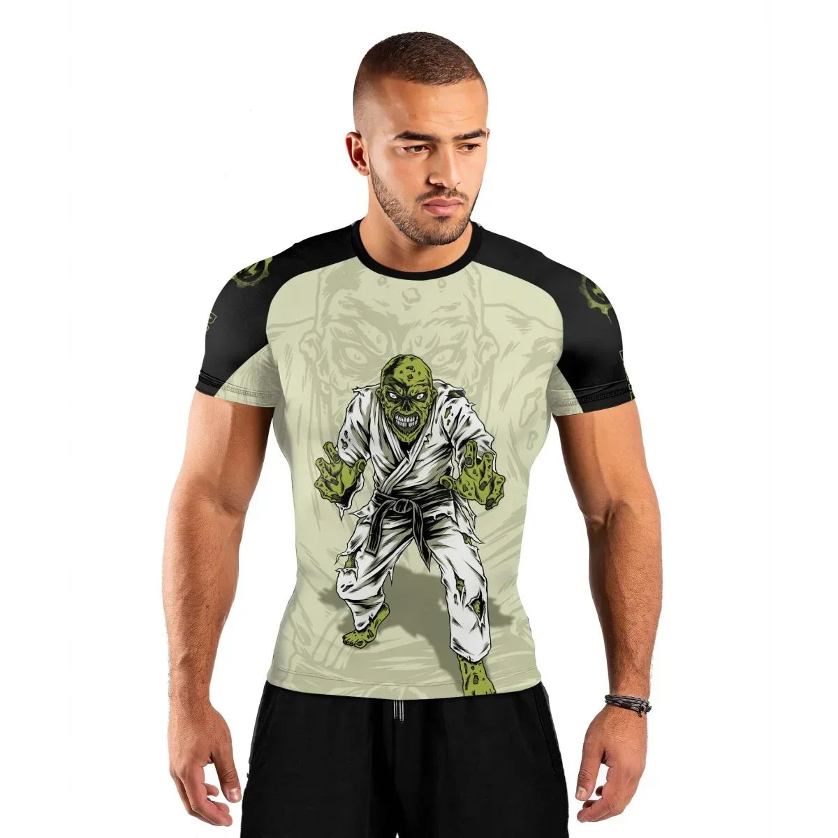 Zombie Knew Jiu Jitsu Men's Short Sleeve Rash Guard