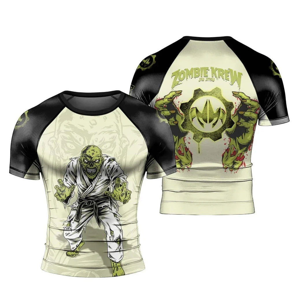 Zombie Knew Jiu Jitsu Men's Short Sleeve Rash Guard