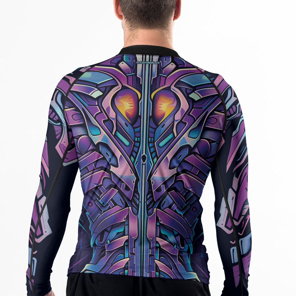 Rashninja Cyber Biomechanic Purple Blue Men's Long Sleeve Rash Guard