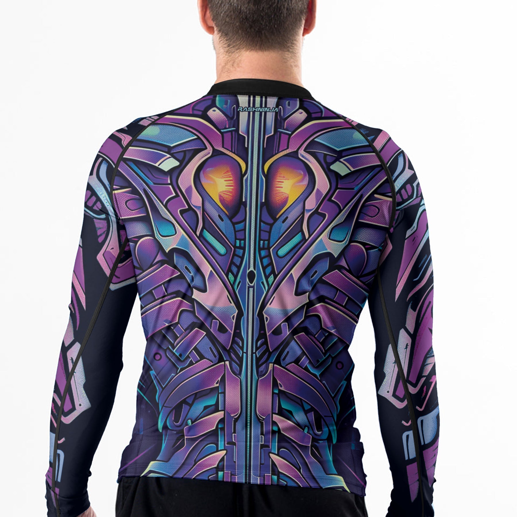 Rashninja Cyber Biomechanic Purple Blue Men's Long Sleeve Rash Guard
