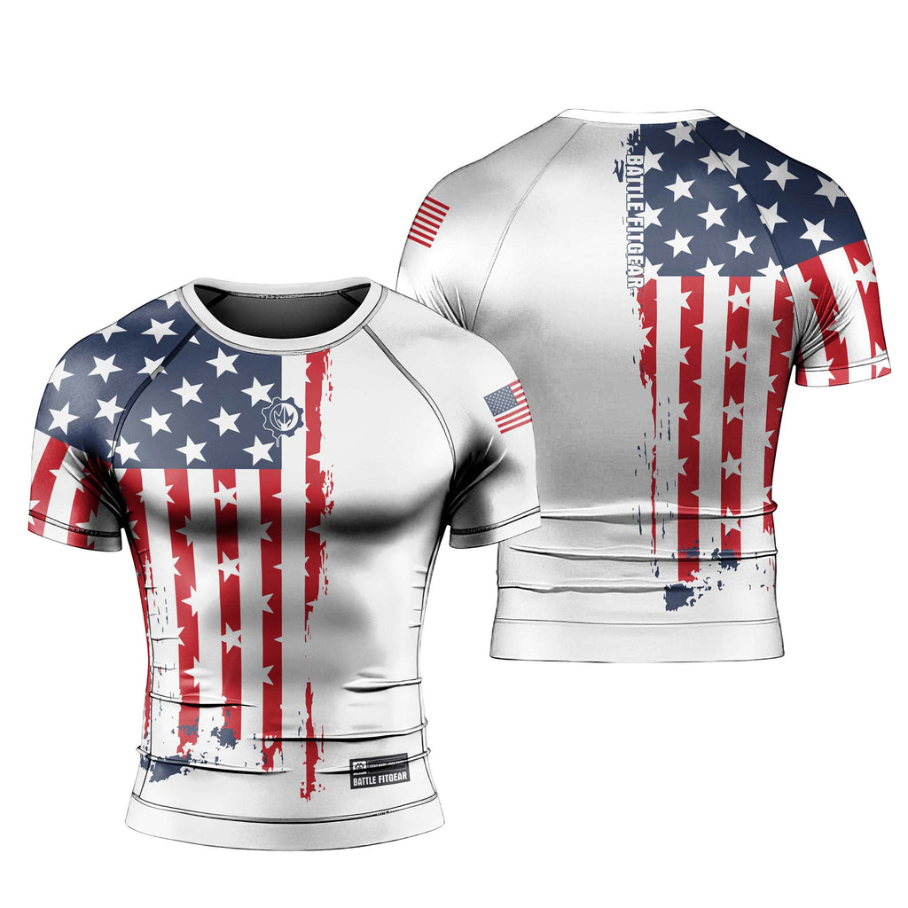 American Warrior Men's Short Sleeve Rash Guard