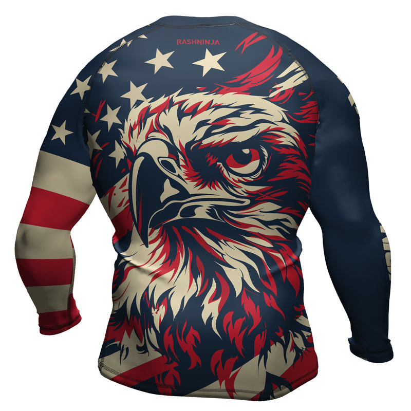 Rashninja Patriotic Eagle Flames Men's Long Sleeve Rash Guard