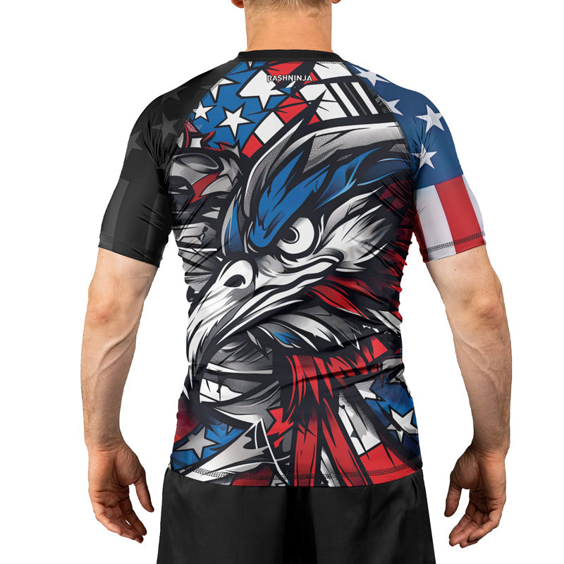 Rashninja Patriotic Eagle Sleeve Men's Short Sleeve Rash Guard
