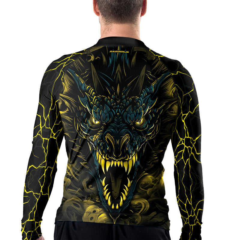 Rashninja Dragon Yellow Men's Long Sleeve Rash Guard
