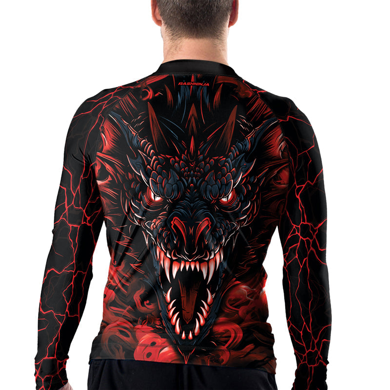 Rashninja Dragon Red Men's Long Sleeve Rash Guard