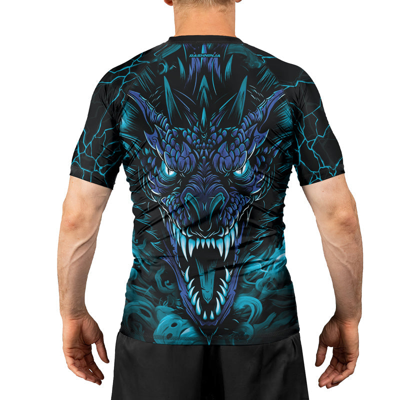 Rashninja Dragon Blue Men's Short Sleeve Rash Guard