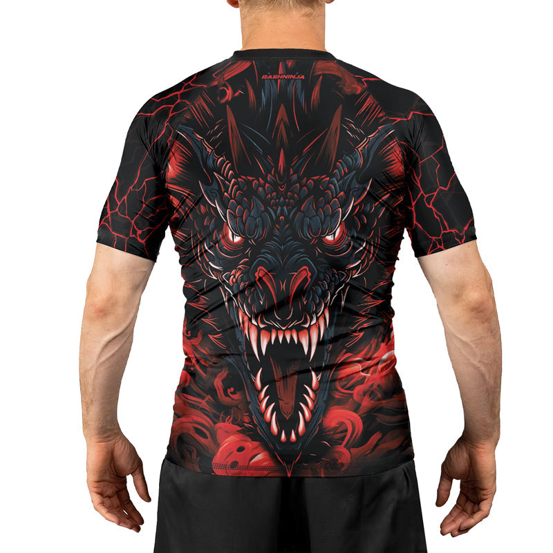 Rashninja Dragon Red Men's Short Sleeve Rash Guard
