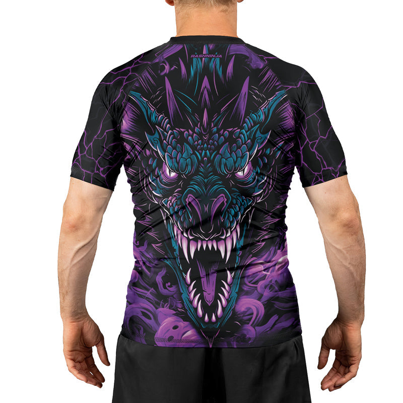 Rashninja Dragon Purple Men's Short Sleeve Rash Guard