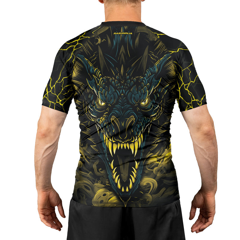 Rashninja Dragon Yellow Men's Short Sleeve Rash Guard