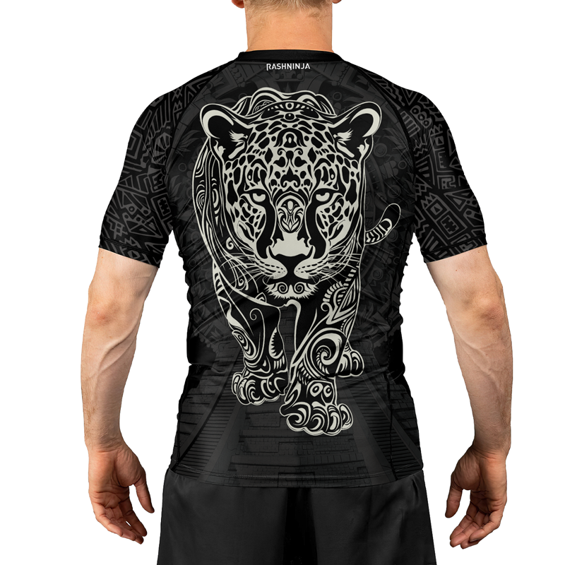 Rashninja Aztec Hunting Jaguar Men's Short Sleeve Rash Guard