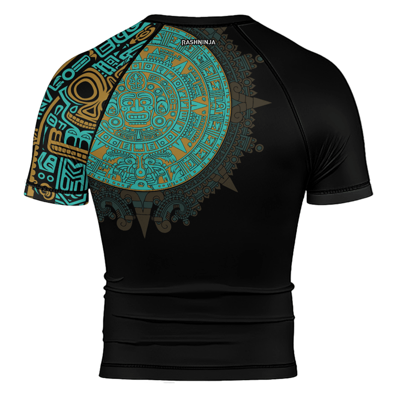 Rashninja Aztec Sun Stone Symbol Men's Short Sleeve Rash Guard