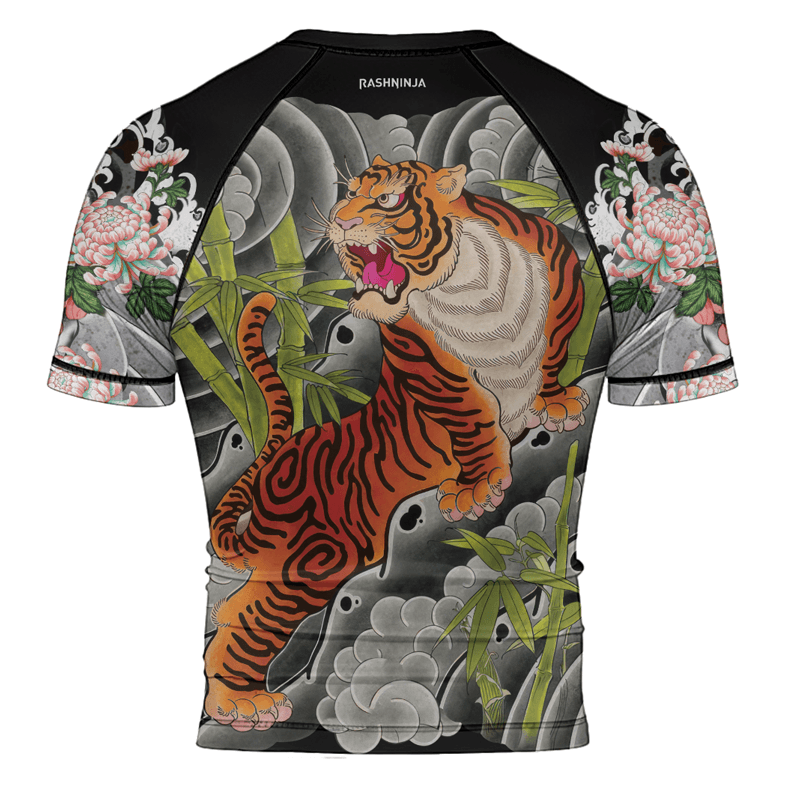 Rashninja Wild Tiger Forest Men's Short Sleeve Rash Guard