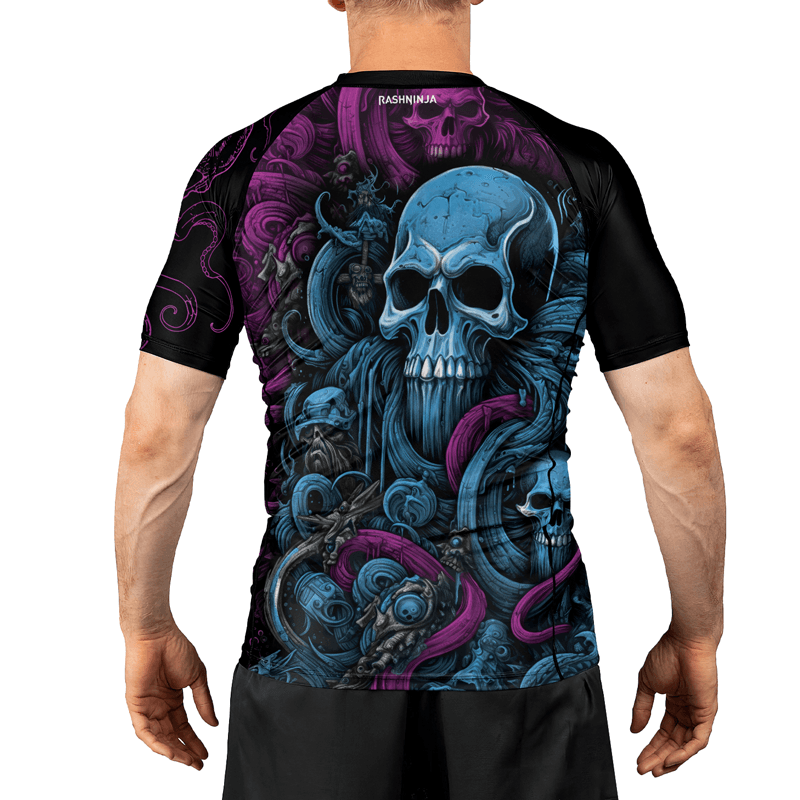 Rashninja Octopus Skull Majesty Men's Short Sleeve Rash Guard