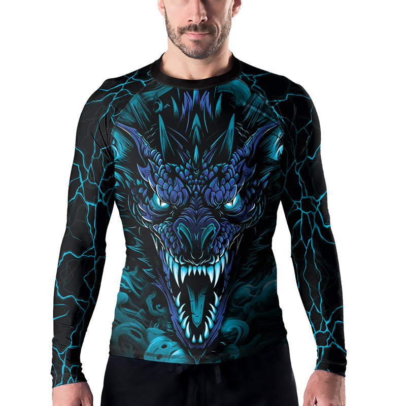 Rashninja Dragon Blue Men's Long Sleeve Rash Guard