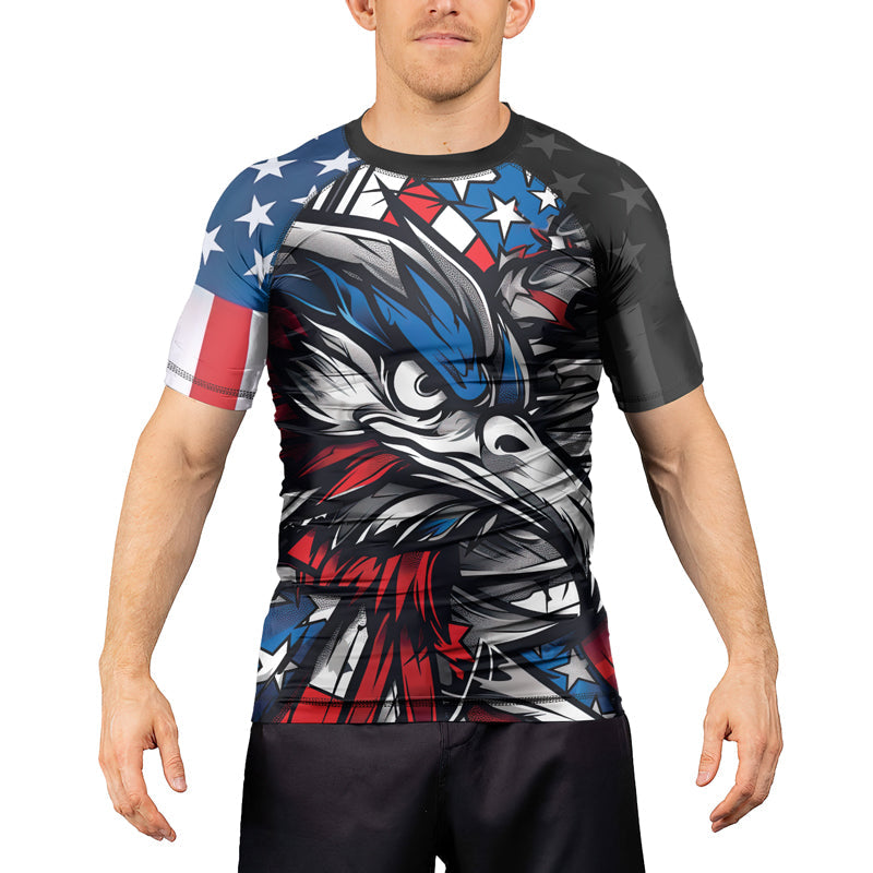 Rashninja Patriotic Eagle Sleeve Men's Short Sleeve Rash Guard