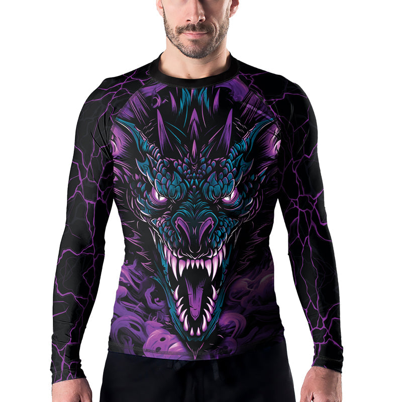 Rashninja Dragon Purple Men's Long Sleeve Rash Guard