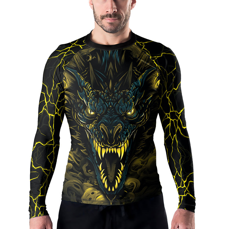 Rashninja Dragon Yellow Men's Long Sleeve Rash Guard