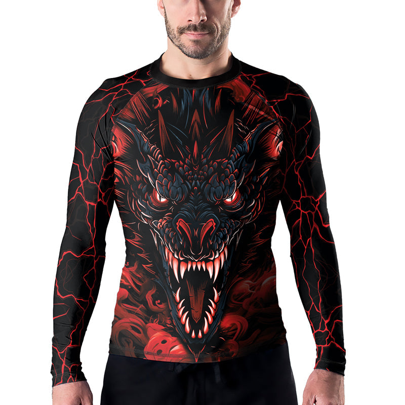 Rashninja Dragon Red Men's Long Sleeve Rash Guard