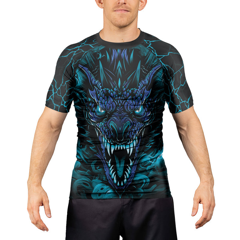 Rashninja Dragon Blue Men's Short Sleeve Rash Guard