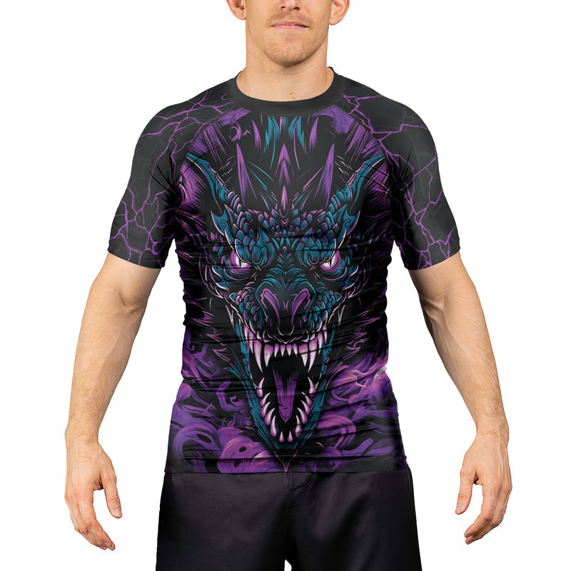 Rashninja Dragon Purple Men's Short Sleeve Rash Guard