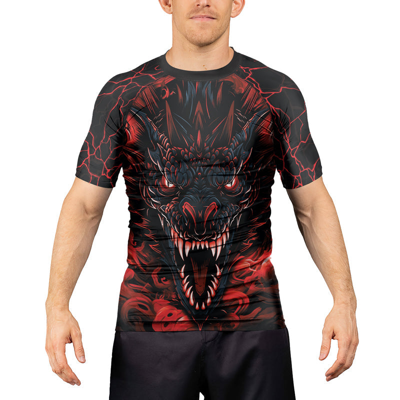 Rashninja Dragon Red Men's Short Sleeve Rash Guard