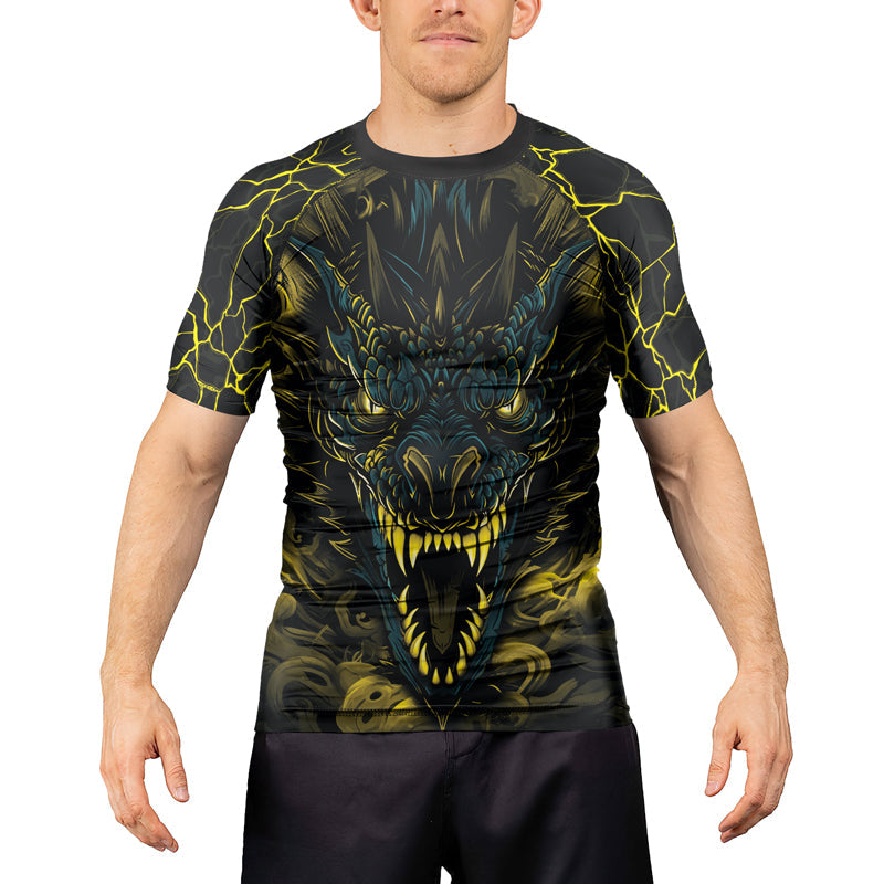 Rashninja Dragon Yellow Men's Short Sleeve Rash Guard