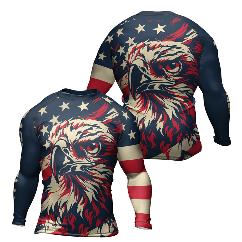 Rashninja Patriotic Eagle Flames Men's Long Sleeve Rash Guard