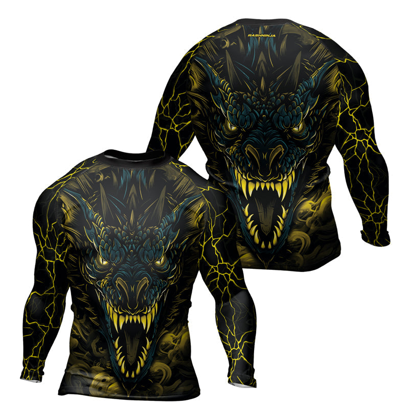Rashninja Dragon Yellow Men's Long Sleeve Rash Guard