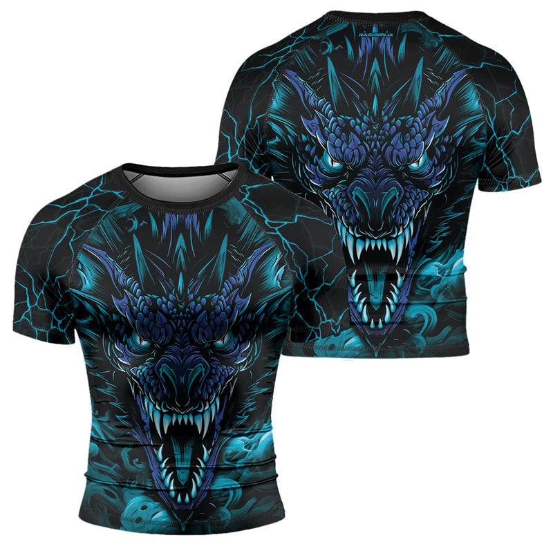 Rashninja Dragon Blue Men's Short Sleeve Rash Guard