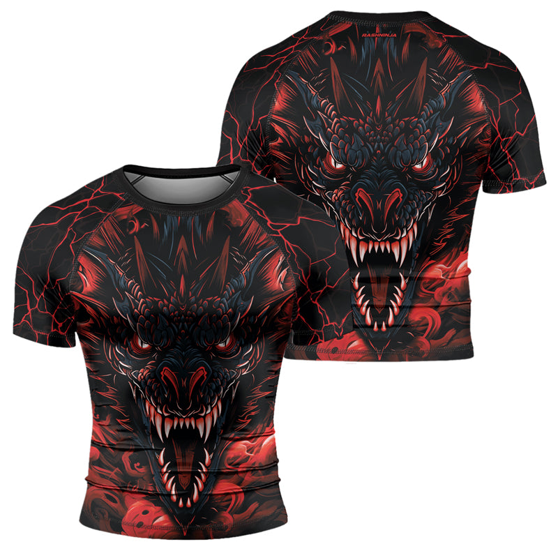 Rashninja Dragon Red Men's Short Sleeve Rash Guard