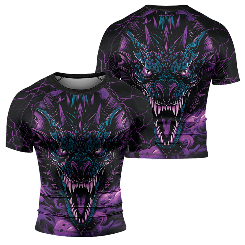 Rashninja Dragon Purple Men's Short Sleeve Rash Guard