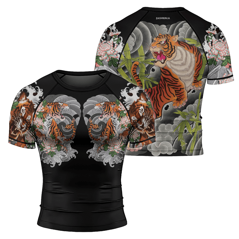 Rashninja Wild Tiger Forest Men's Short Sleeve Rash Guard