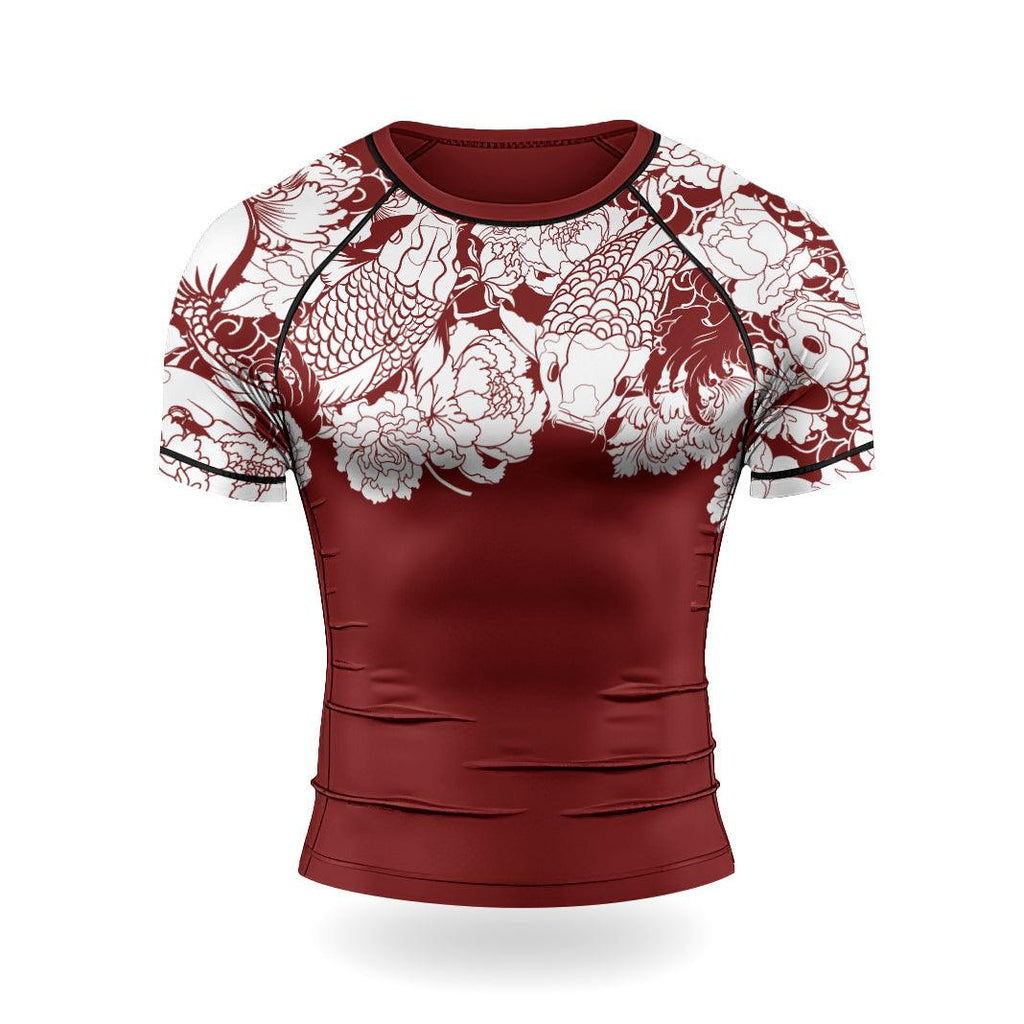 Rashninja Ranked Japanese Koi Fish Men's Short Sleeve Rash Guard