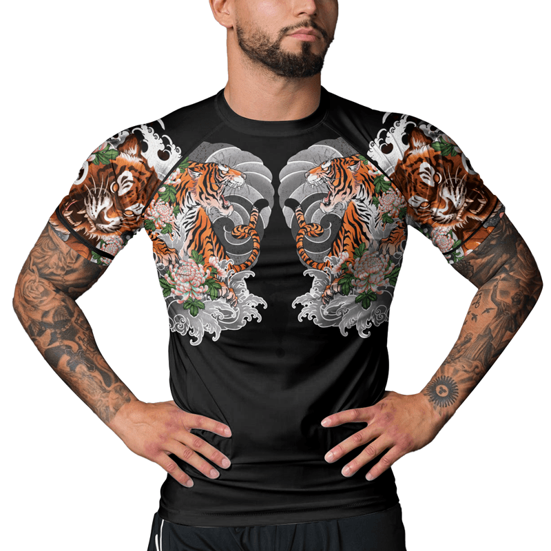 Rashninja Wild Tiger Forest Men's Short Sleeve Rash Guard