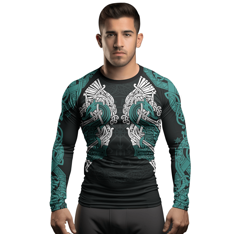 Rashninja Thor's Mighty Hammer Men's Long Sleeve Rash Guard
