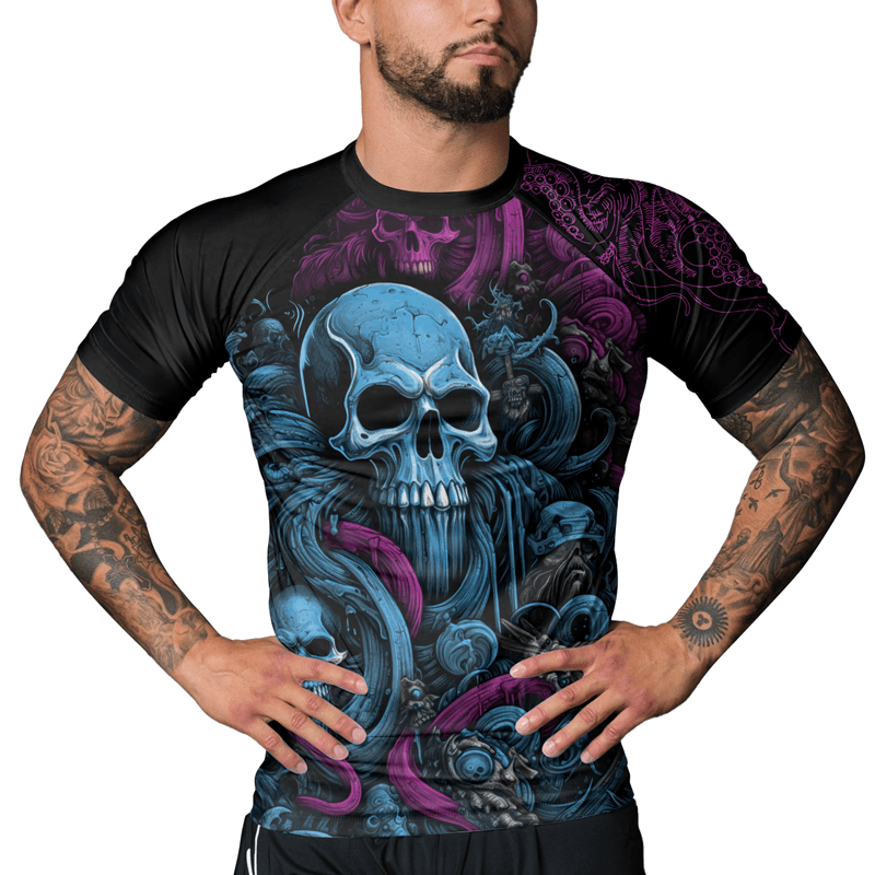 Rashninja Octopus Skull Majesty Men's Short Sleeve Rash Guard
