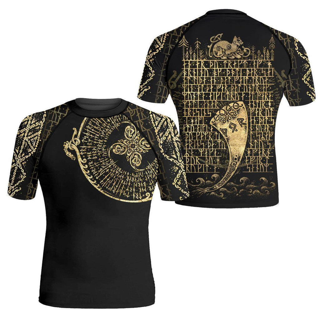 Golden Viking Horn Men's Short Sleeve Rash Guard