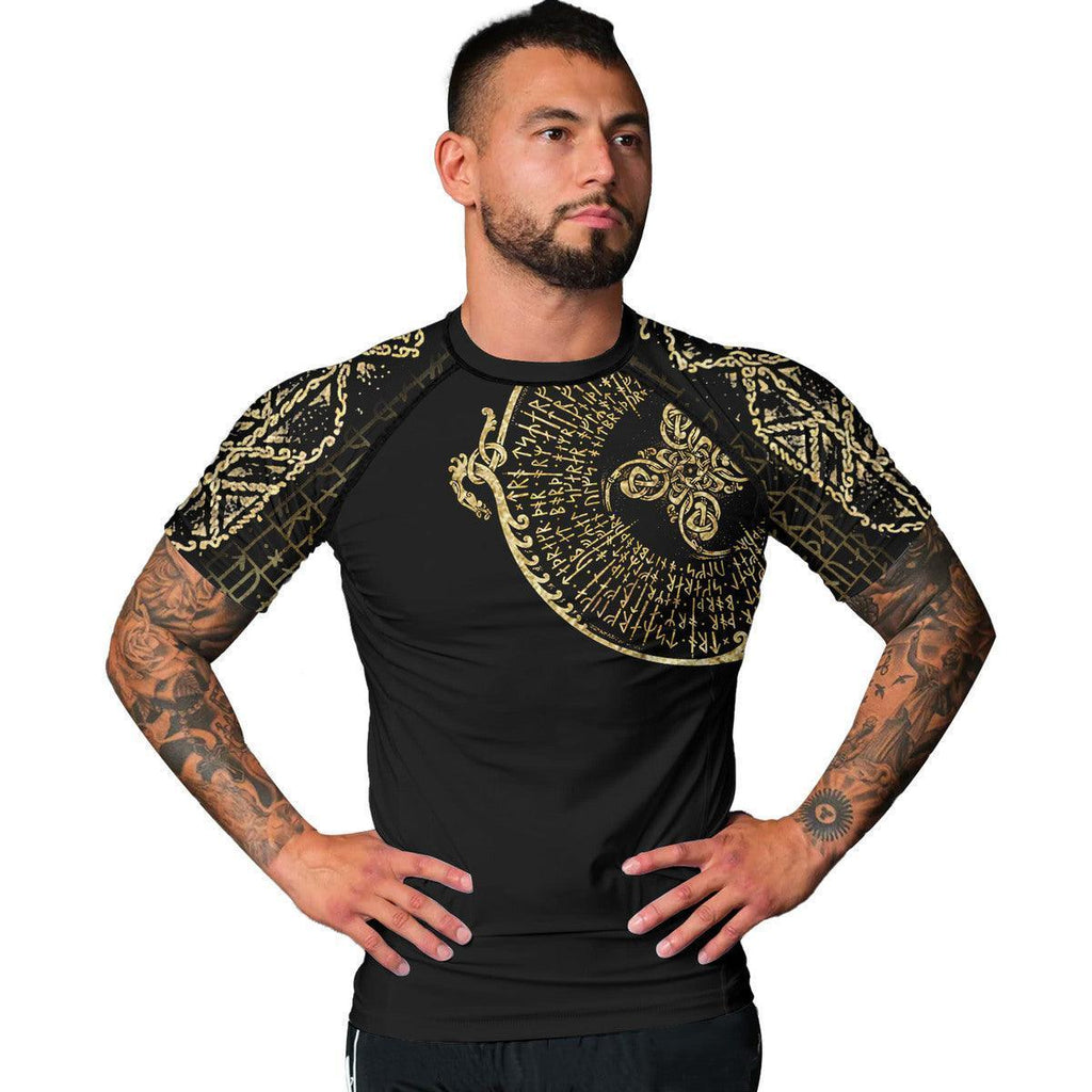 Golden Viking Horn Men's Short Sleeve Rash Guard